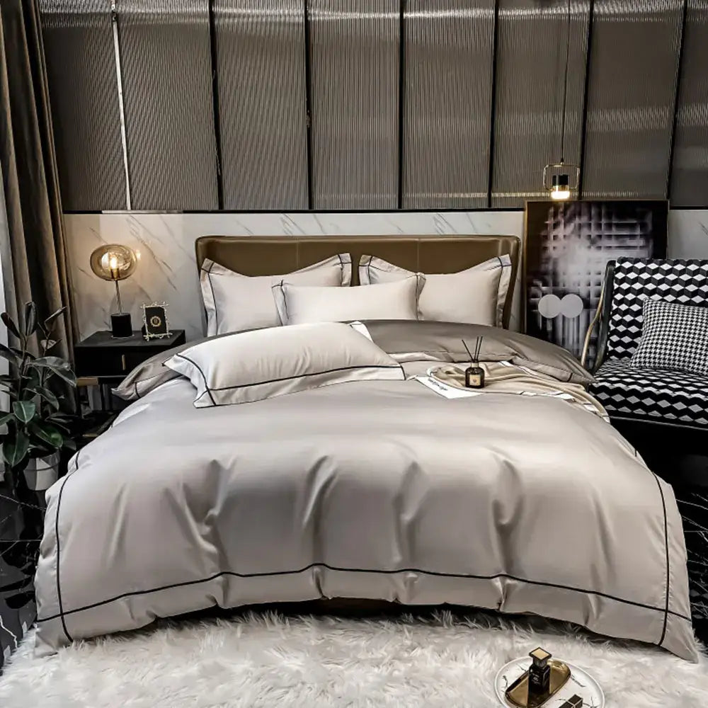 Navy Gold Cotton Duvet