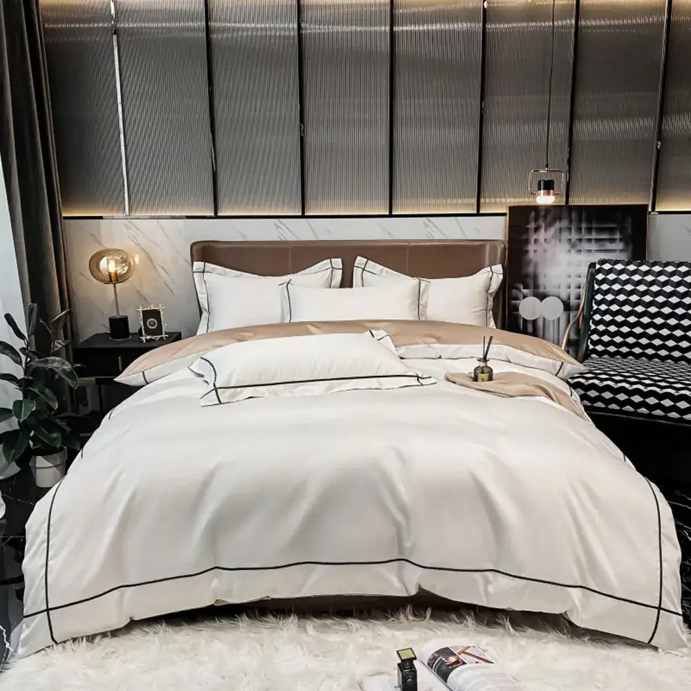 Navy Gold Cotton Duvet