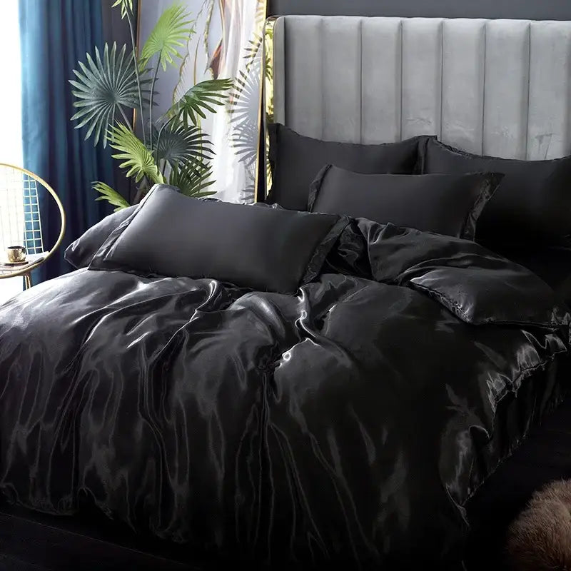 Regal Deep Purple Satin Duvet Set Easy-Care