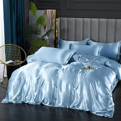 Champagne Gold Satin Duvet Set Silky Smooth