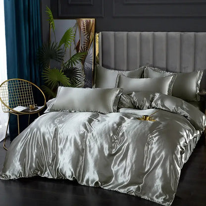 Champagne Gold Satin Duvet Set Silky Smooth