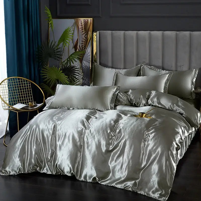 Regal Deep Purple Satin Duvet Set Easy-Care