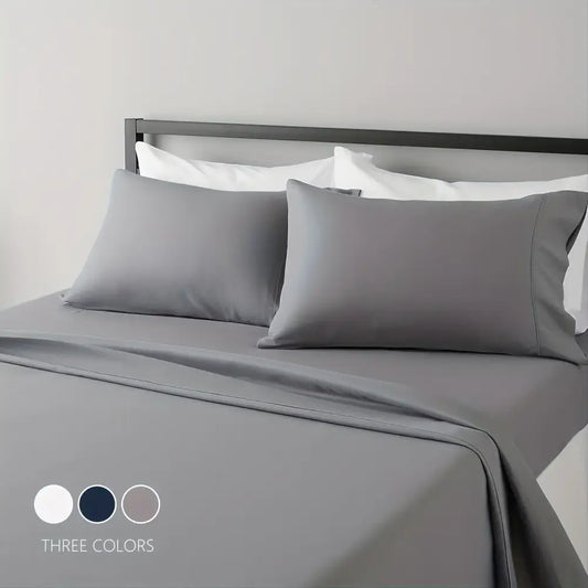 Gray Satin Bed Sheet Set