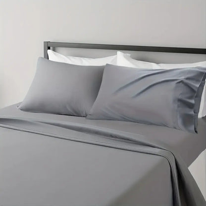 Gray Satin Bed Sheet Set