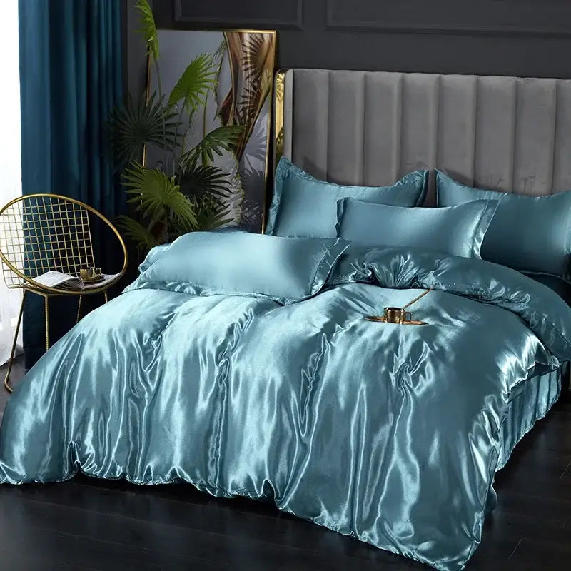 Teal Satin Duvet Cover