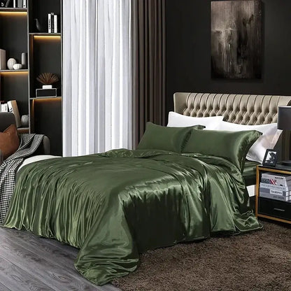 Teal Satin Bed Sheet Set