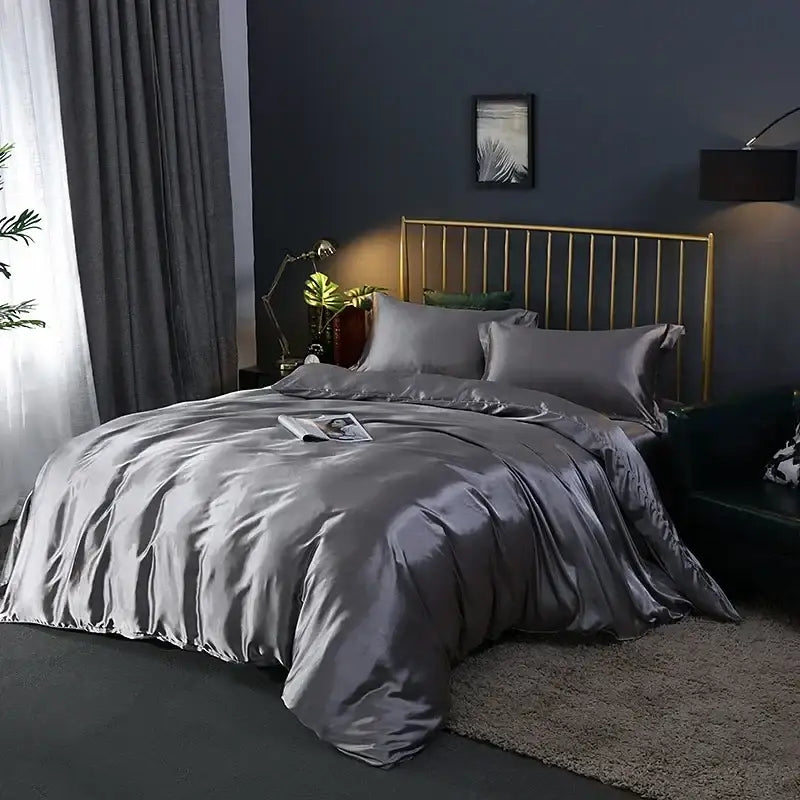 Teal Satin Bed Sheet Set