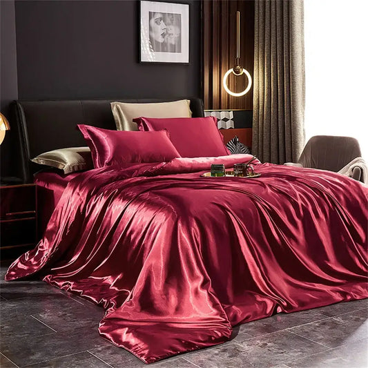 Burgundy Satin Duvet Set