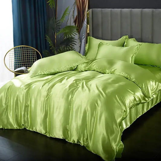 Lime Satin Duvet Set
