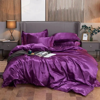 Purple Egyptian Cotton Satin-Sheen Bed Sheet Set