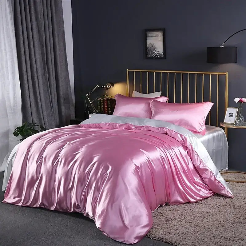 Purple Egyptian Cotton Satin-Sheen Bed Sheet Set