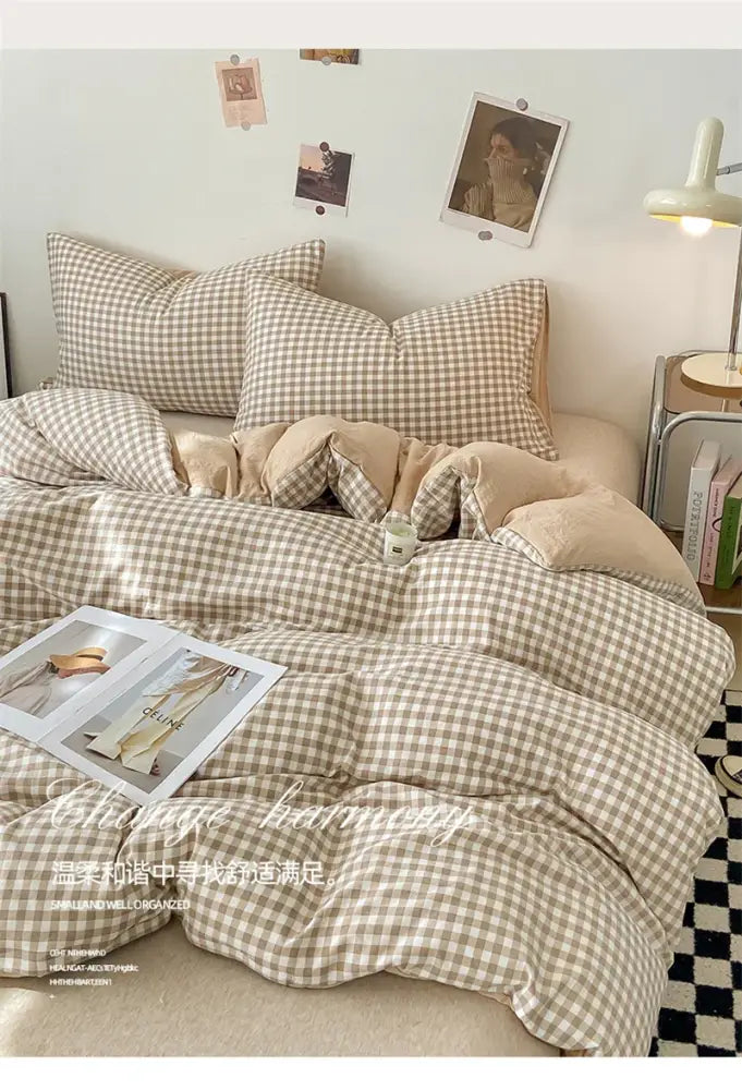 Beige Quilted Duvet Cover Set
