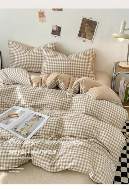 Beige Quilted Duvet Cover Set