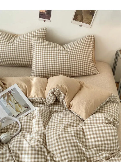 Beige Quilted Duvet Cover Set