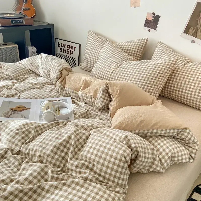 Beige Quilted Duvet Cover Set