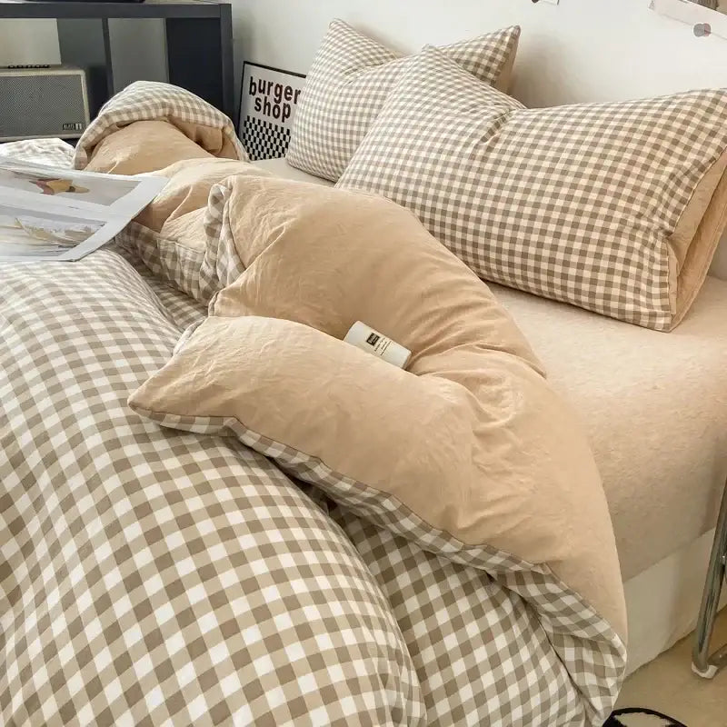 Beige Quilted Duvet Cover Set