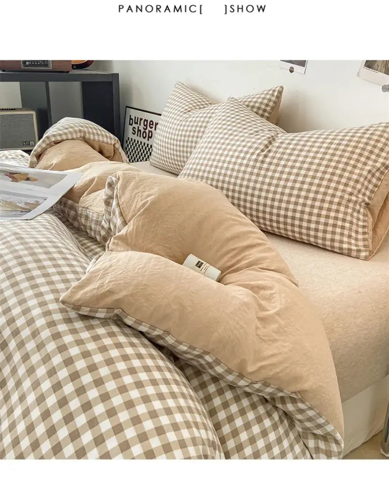 Beige Quilted Duvet Cover Set