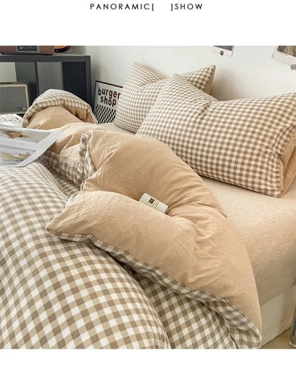 Beige Quilted Duvet Cover Set