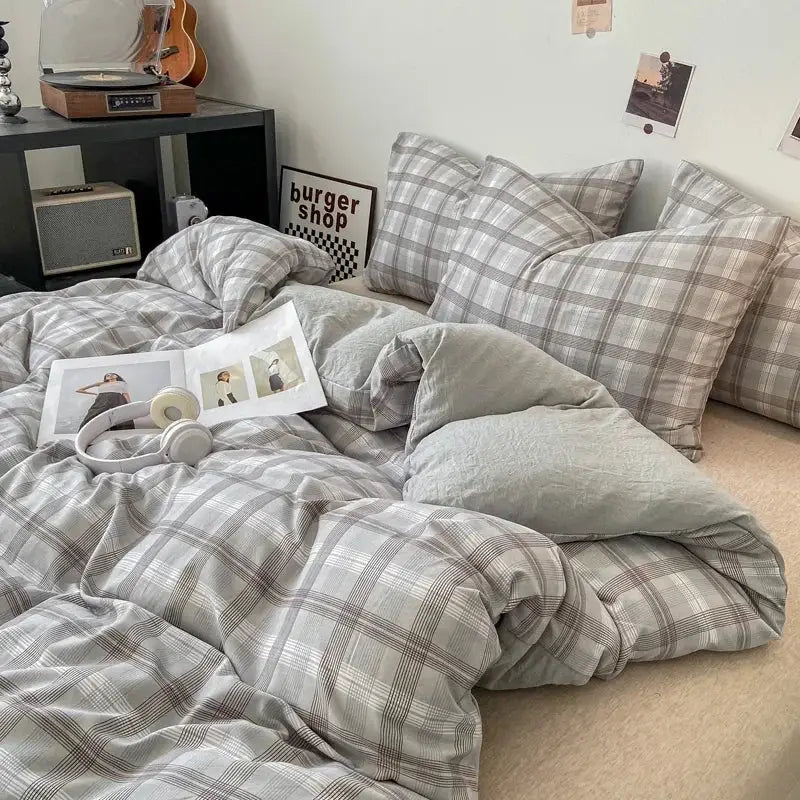 Beige Quilted Duvet Cover Set