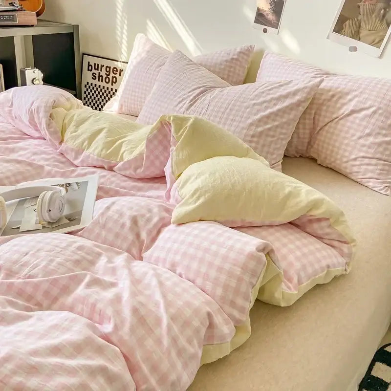 Beige Quilted Duvet Cover Set