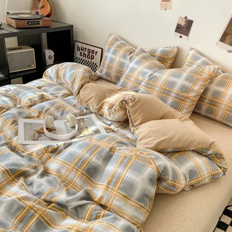 Beige Quilted Duvet Cover Set