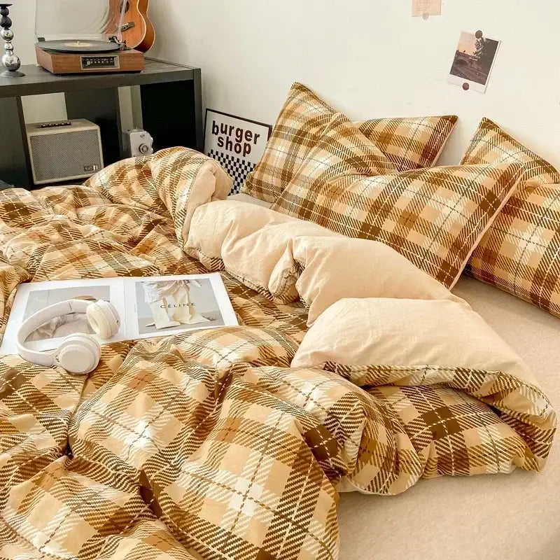 Beige Quilted Duvet Cover Set