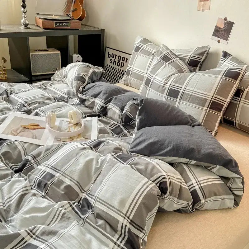 Beige Quilted Duvet Cover Set