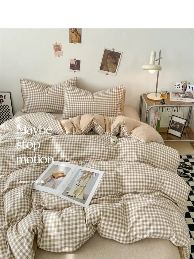 Beige Quilted Duvet Cover Set