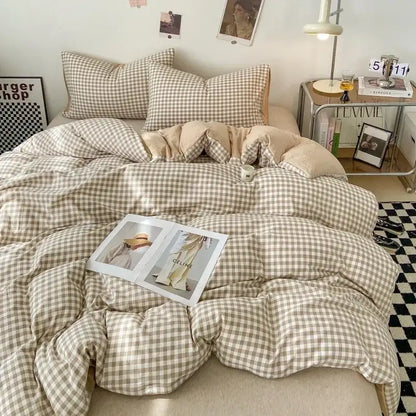 Beige Quilted Duvet Cover Set