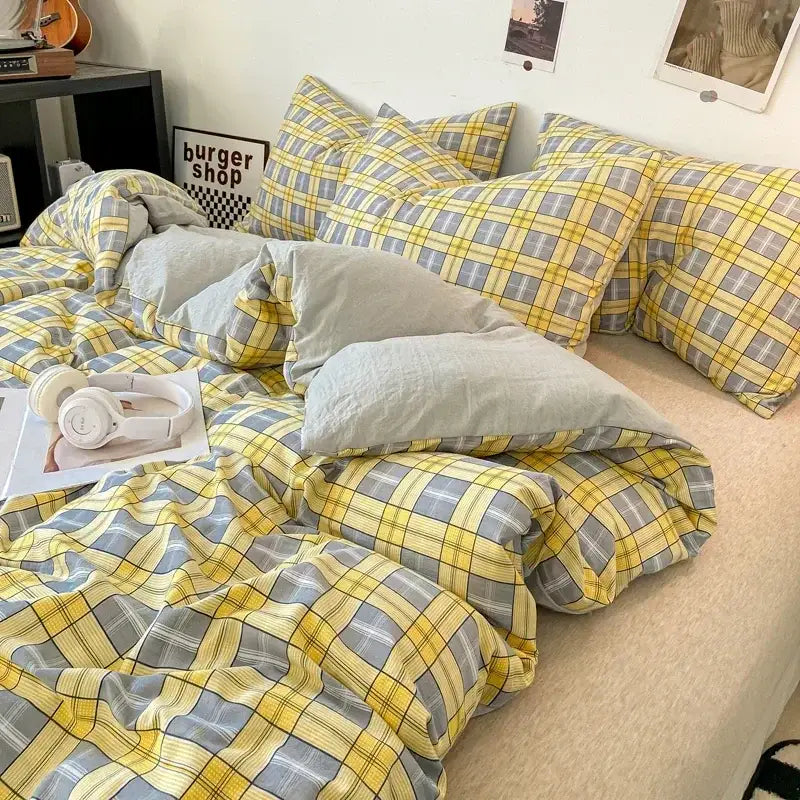 Beige Quilted Duvet Cover Set