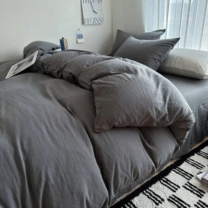 Gray Quilted Cotton Duvet