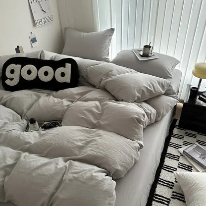 Gray Quilted Cotton Duvet