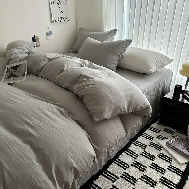 Gray Quilted Cotton Duvet