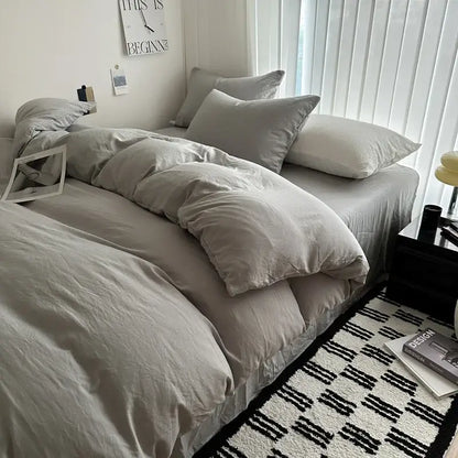 Gray Quilted Cotton Duvet