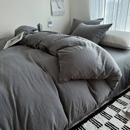 Gray Quilted Cotton Duvet