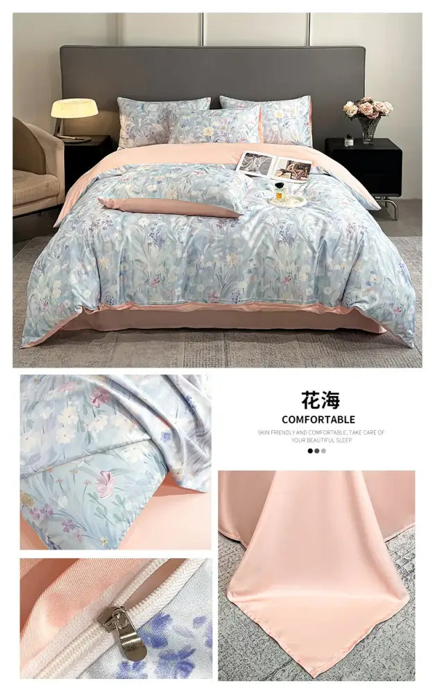 Silk Flower Duvet Set