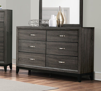 Contemporary Design 1pc 6-Drawers Dresser Gray Finish Polished – photo 5 of 7