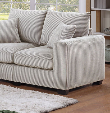 Classic Living Room 2pc Sofa Set Ivory Corduroy Sofa And Loveseat – photo 7 of 10