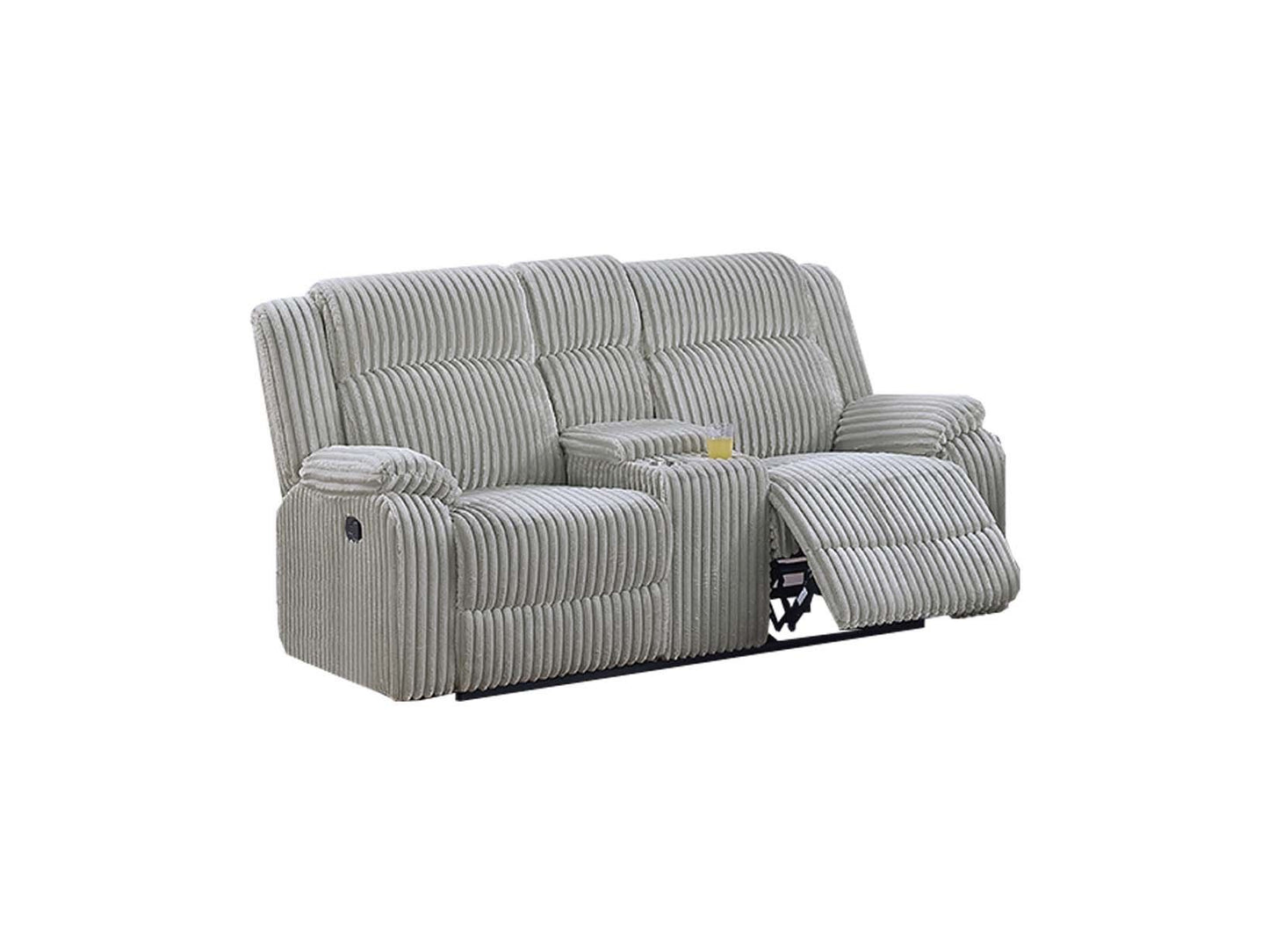 Motion Sofa Loveseat w Console And Recliner Chair Ash Color Fur Like – photo 8 of 20