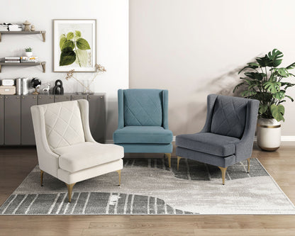 Modern Luxury Taupe Chenille Upholstery Wingback Accent Chair – photo 10 of 11