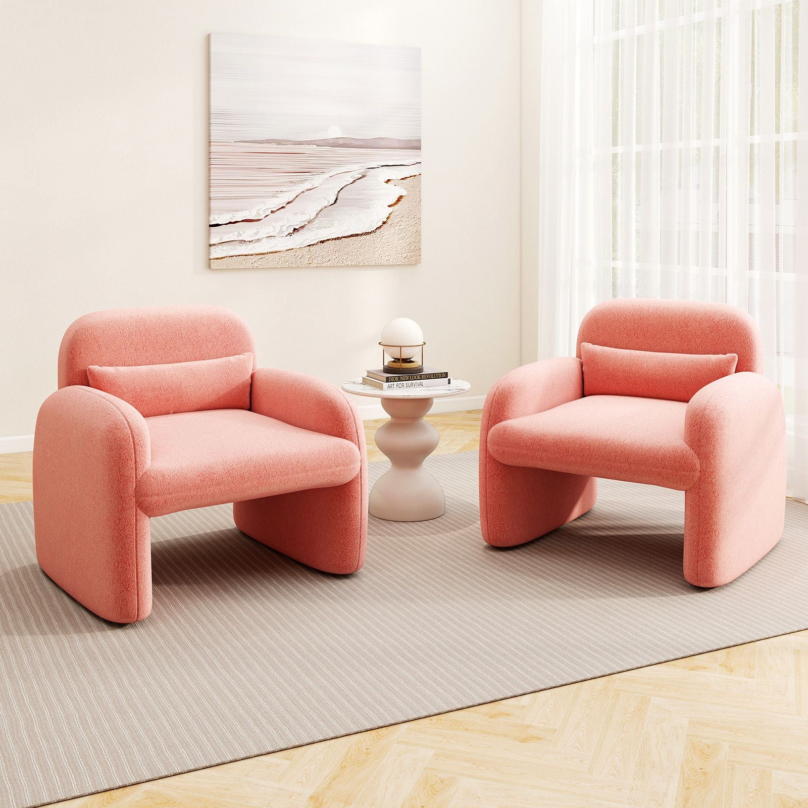 Modern Accent Chair with Waist Pillow and Armrests for Living Room – photo 24 of 27