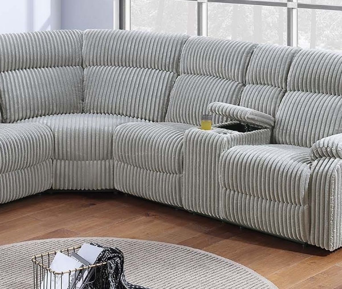 Sectional Sofa w Console Cup Holder 3pc Set Ash Color Luxurious – photo 3 of 7