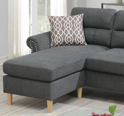 Slate Color Polyfiber Reversible Sectional Sofa Set Chaise Pillows – photo 11 of 18