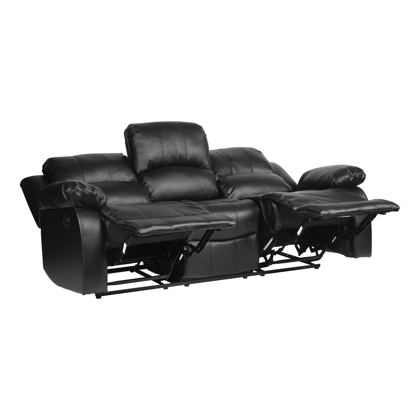 Comfortable Double Reclining Sofa 1pc Black Bonded Leather Match – photo 4 of 11