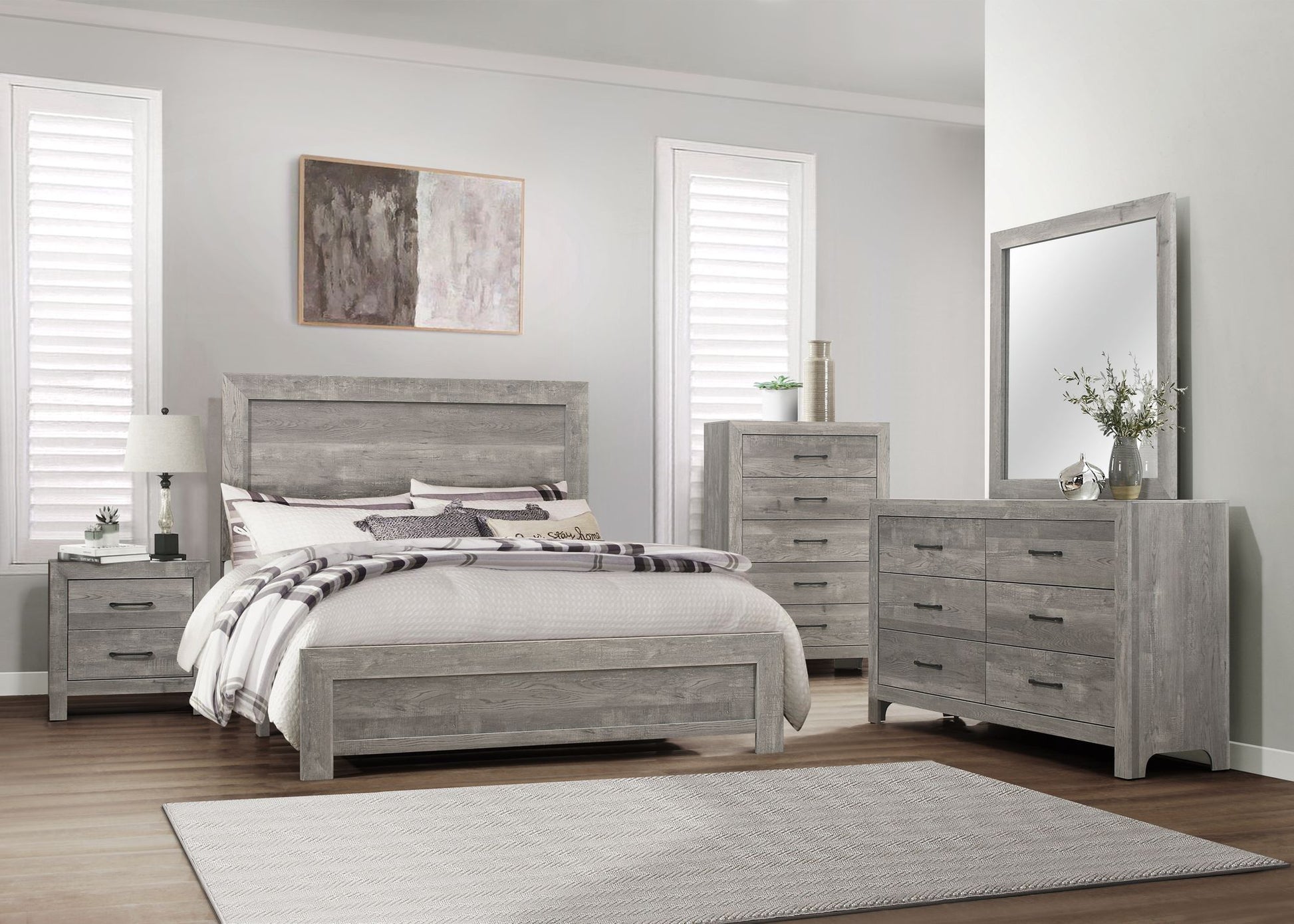 Modern Rustic Style Gray Finish 1pc Dresser of 6x Drawers Bedroom – photo 4 of 5
