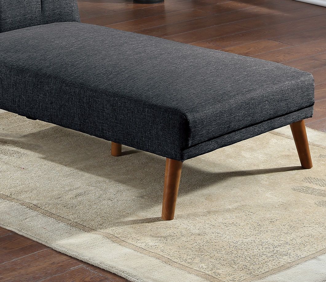 Black Polyfiber Adjustable Chaise Bed Living Room Solid wood Legs – photo 3 of 8