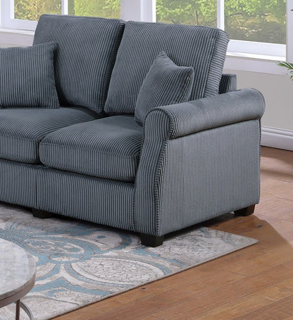 Classic Living Room 2pc Sofa Set Dark Gray Corduroy Sofa Loveseat – photo 7 of 10