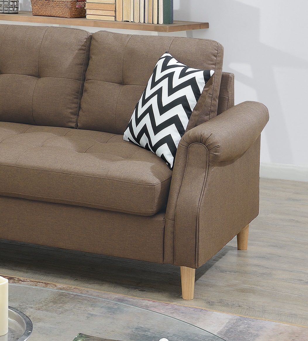 Living Room Corner Sectional Light Coffee Polyfiber Chaise sofa – photo 2 of 15