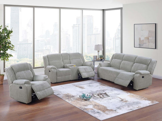 Motion Sofa Loveseat w Console And Recliner Chair Ash Color Fur Like – photo 1 of 20