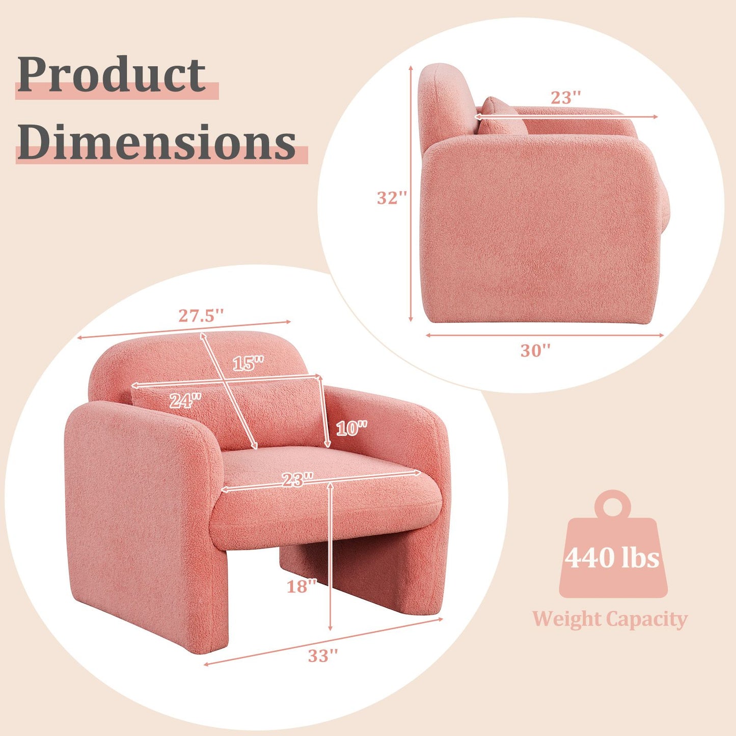 Modern Accent Chair with Waist Pillow and Armrests for Living Room – photo 20 of 27